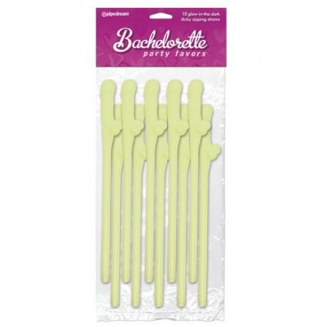 Cannucce fluorescenti bachelorette party favors dicky sipping straws glow in the dark 10pc.
