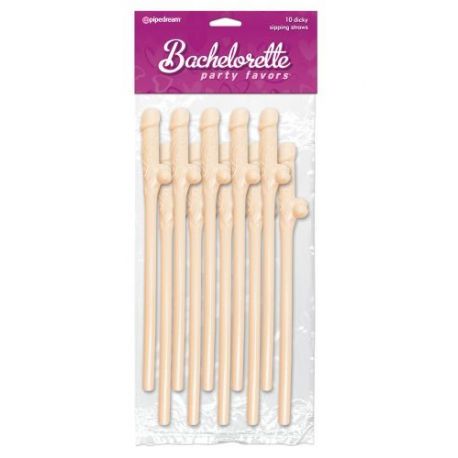 Cannucce bachelorette party favors dicky sipping straws flesh 10pc.