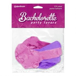 Palloncini bachelorette party favors x-rated pecker balloons pink and purple 8 pcs.