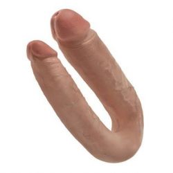 Fallo doppio realistico king cock u-shaped large double trouble tan